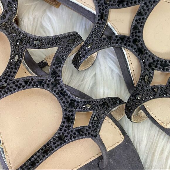 ZARA gray bejeweled split toe suede gladiator sandals 9.5 EUR 40 - Picture 3 of 8